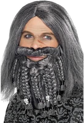 Terror of the Sea Grey Pirate Wig and Beard Set