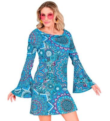 The 1960s Fashion Blue Mandala Dress