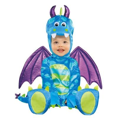 Toddler Little Dragon Costume Blue Green Halloween Fancy Dress Outfit