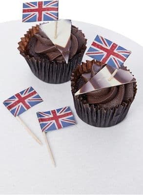 Union Jack Vintage Style Cupcake Toppers