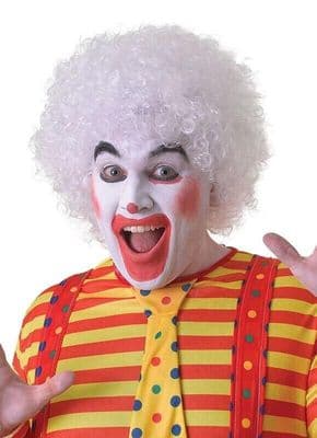 Unisex White Clown Afro Wig Fancy Dress Costume Curly Party Halloween Wig