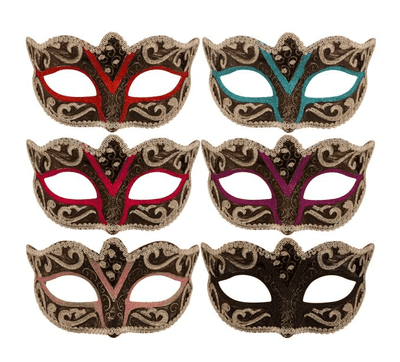 VENETIAN MASQUERADE CARNIVAL BLACK EYE MASK WITH GLITTER