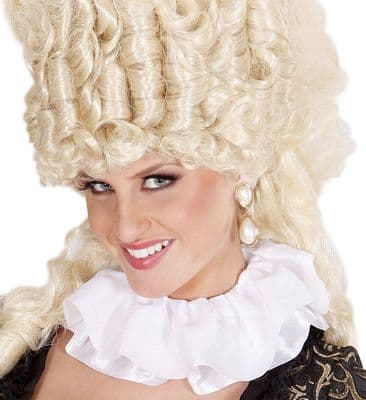 White Satin Ruffle Collar