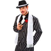 White Satin Scarf with Fringe  140cm Elegant Costume Accessory Gangster Charleston