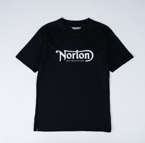 Norton Short Sleeve Tee with Front and Back Logos -Black