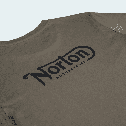 Norton Short Sleeve Tee with Front and Back Logos - Khaki