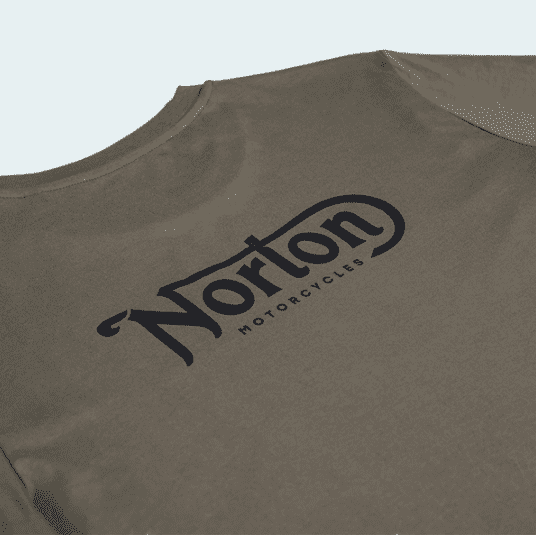 Norton Short Sleeve Tee with Front and Back Logos - Khaki