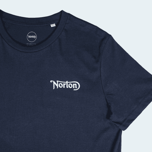 Norton Short Sleeve Tee with Front and Back Logos - Navy