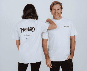 Norton Short Sleeve Tee with Front and Back Logos - White