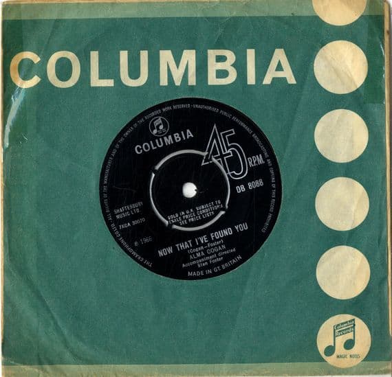 Alma Cogan - Now That I've Found You/More  (DB 8088)