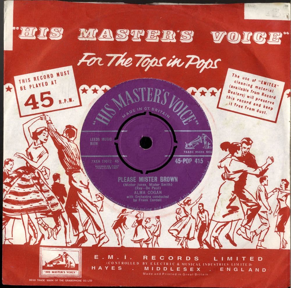 Alma Cogan - Please Mister Brown/Party Time Pop 415