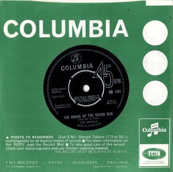 Animals,The - The House Of The Rising Sun/Talkin' Bout You (DB 7301)