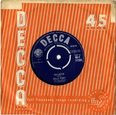 Billy Fury - Collette/Baby How I Cried (F 11200)