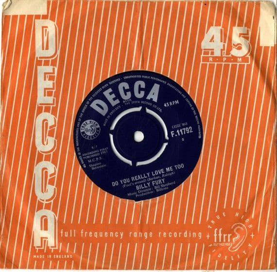 Billy Fury - Do You Really Love Me Too/What Am I Gonna Do (F 11792) Ex