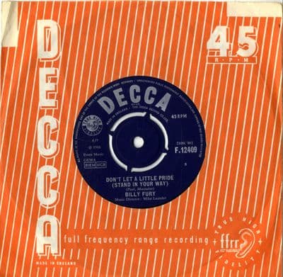 Billy Fury - Don't Let A Little Pride/Didn't See The Real Thing Come Along (F 12409) Ex