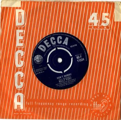 Billy Fury - Don't Worry/Talkin' In My Sleep (F 11334)