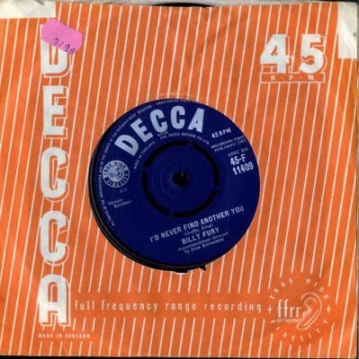 Billy Fury - I'd Never Find Another You/Sleepless Nights  (F 11409)