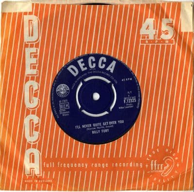 Billy Fury - I'll Never Quite Get Over You/I Belong To The Wind (F 12325)