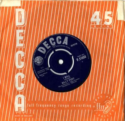 Billy Fury - I Will/Nothin' Shakin' (F 11888)