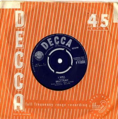 Billy Fury - I Will/Nothin' Shakin' (F 11888) M-