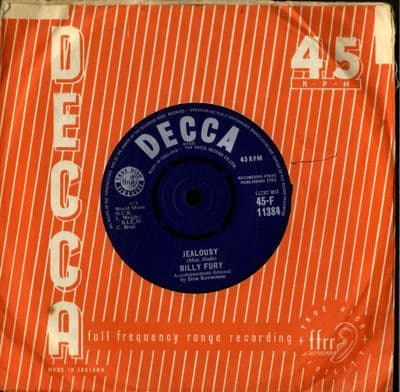 Billy Fury - Jealousy/Open Your Arms (F 11384) Ex