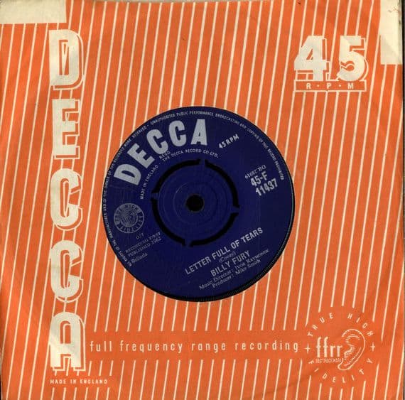 Billy Fury - Letter Full Of Tears/Magic Eyes (F 11437) Ex