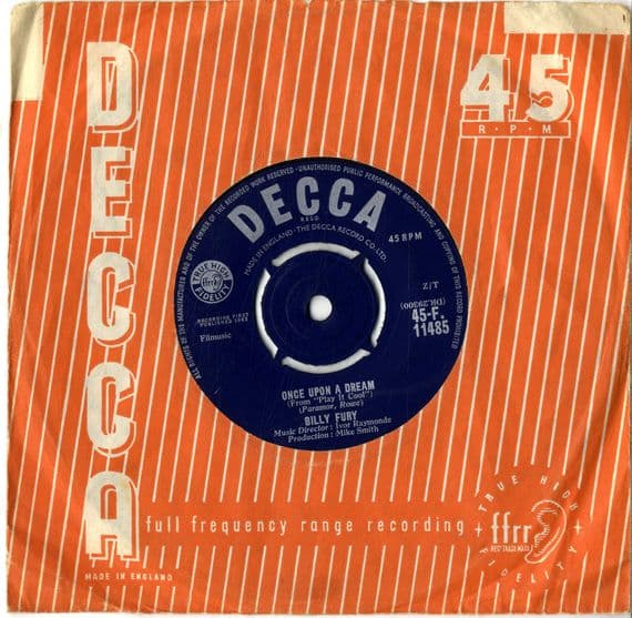 Billy Fury - Once Upon A Dream/If I Lose You (F 11485) Small Print - Ex