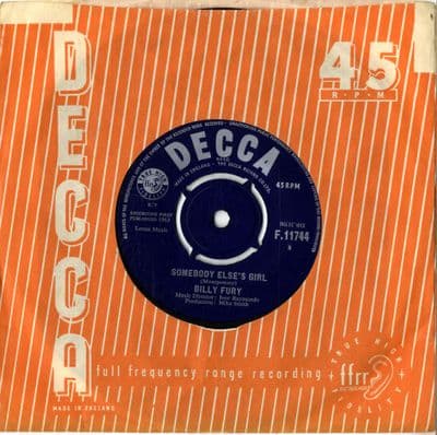 Billy Fury - Somebody Else's Girl/Go Ahead And Ask Her  (F 11744)