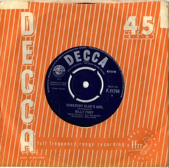 Billy Fury - Somebody Else's Girl/Go Ahead And Ask Her  (F 11744)