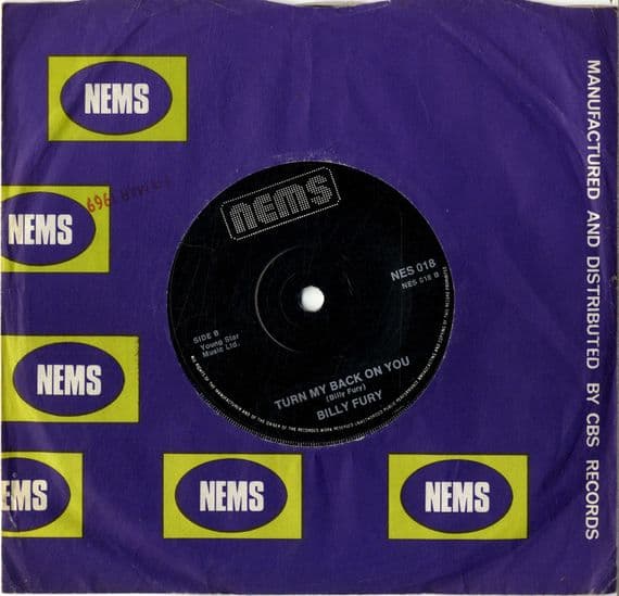 Billy Fury - Turn My Back On You/Halfway To Paradise (NES 018)