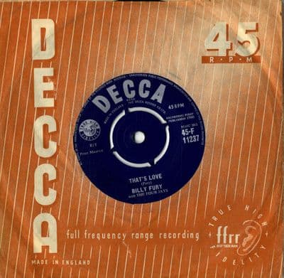 Billy Fury with The Four Jays - That's Love/You Don't Know (F 11237)