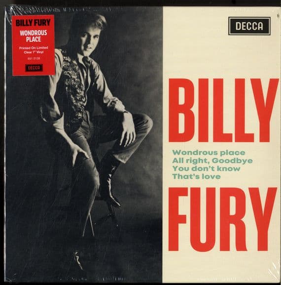 Billy Fury - Wondrous Place - Record Store Day Issue - Clear Vinyl - New/Sealed