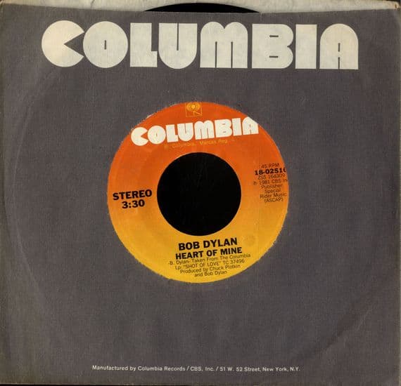 Bob Dylan - Heart Of Mine/The  Groom's Still Waiting At the Altar (02510) Demonstration Stamped - M-