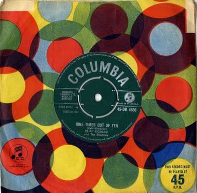 Cliff Richard - Nine Times Out Of Ten/Thinking Of Our Love (DB 4506) Ex