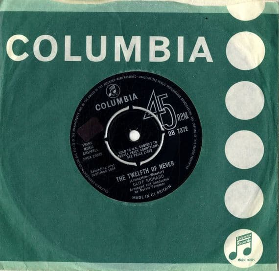 Cliff Richard - Twelfth Of Never/I'm Afraid To Go Home (DB 7372) M-