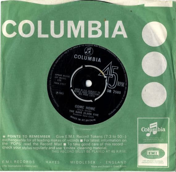 Dave Clark Five,The - Come Home/Mighty Good Loving (DB 7580)