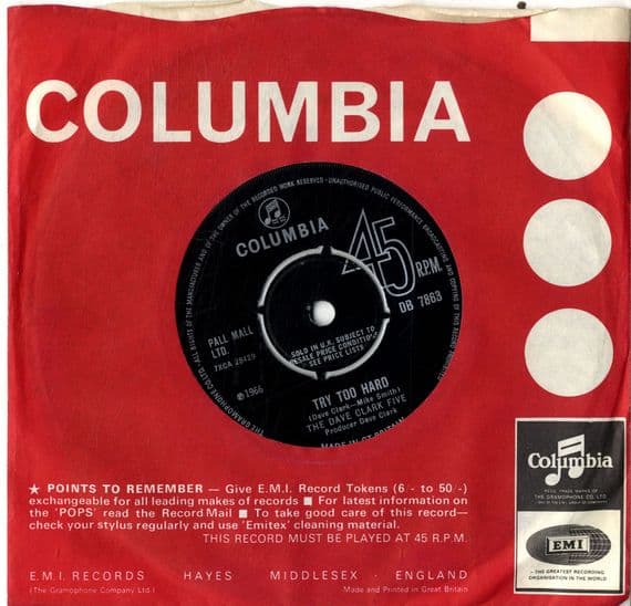 Dave Clark Five,The  - Try Too Hard/All Night Long (DB 7863)