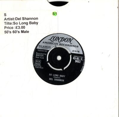 Del Shannon - So Long Baby/The Answer To Everything (HL-X 9462)