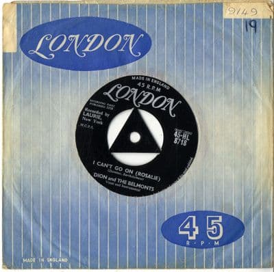 Dion and The Belmonts - I Can't Go On (Rosalie)/No One Knows (HL 8718)