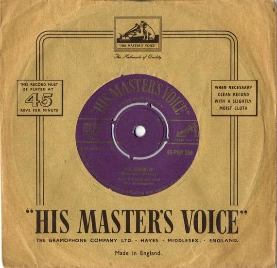 Elvis Presley - All Shook Up/Thats When Your Heartaches Begin (Pop 359) Gold Print