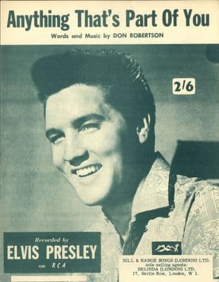 Elvis Presley - Sheet Music - Anything That's Part Of You - Mint