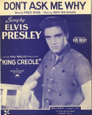 Elvis Presley - Sheet Music - Don't Ask Me Why - Near Mint