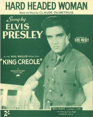 Elvis Presley - Sheet Music - Hard Headed Woman -  Mint