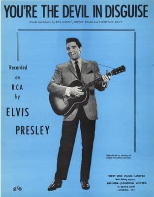 Elvis Presley - Sheet Music - You're The Devil In Disguise - Mint