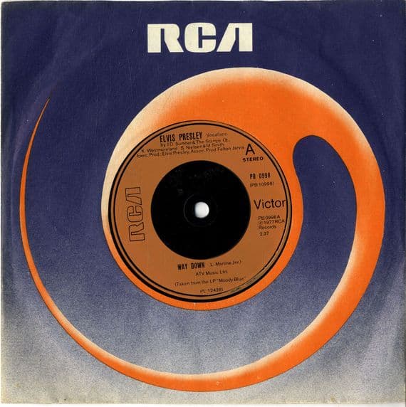Elvis Presley - Way Down/Pledging My Love  (PB 0998) Injected  Labels - M-