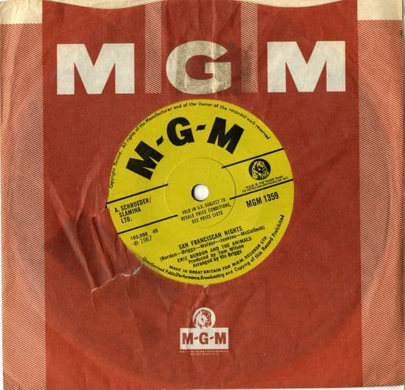 Eric Burdon  And The Animals - San Franciscan Nights/Gratefully Dead (1359) Ex (1344) Ex