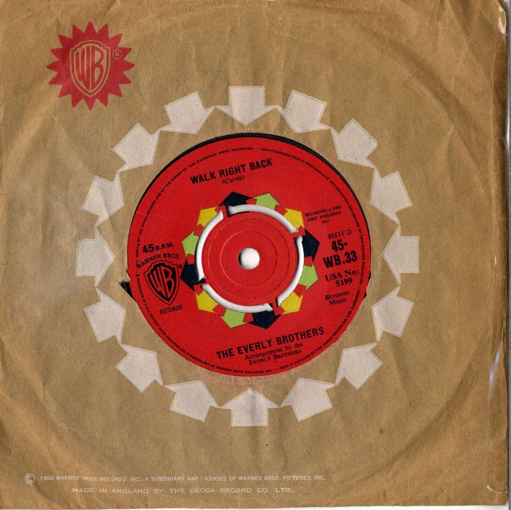 Everly Brothers The - Walk Right Back/Ebony Eyes WB 33