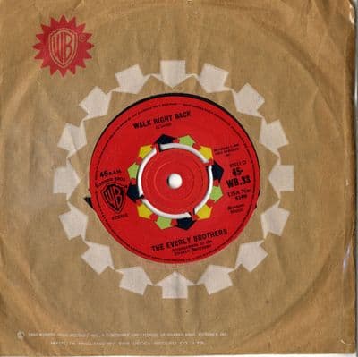 Everly Brothers,The - Walk Right Back/Ebony Eyes (WB 33)