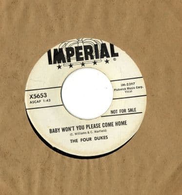 Four Dukes,The - Baby Won't You Please Come Home/John Henry (X 5653) Promo