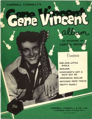 Gene Vincent - Gene Vincent Album - Rare 1960 Songbook - Excellent
